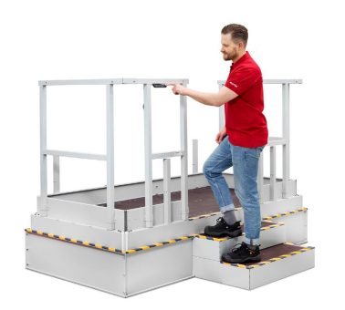 Ergonomie trotz starrer Arbeistplätze? Die neu zertifizierte Hubplattform von Treston macht’s möglich – flexibel, sicher und sofort integrierbar