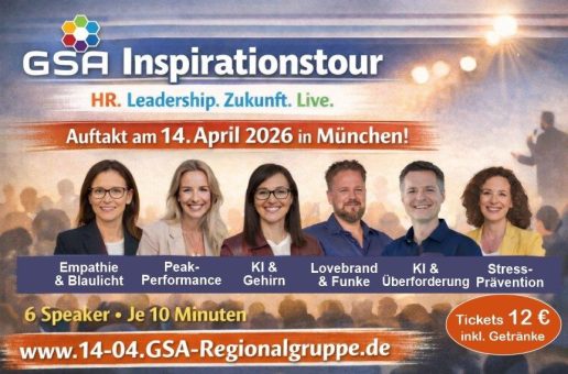 GSA-Inspirationstour 2026 startet am Dienstag 14.4. in München: HR. Leadership. KI. Ziele.