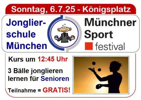 GRATIS-Jonglierkurs für SENIOREN beim Münchner Sportfestival am 6. Juli bei Deutschlands erfolgreichstem Jongliertrainer