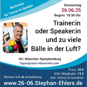 Interessanter Info-Abend für Coaches, Trainer und Redner am 26.06.2025 um 18 Uhr in München