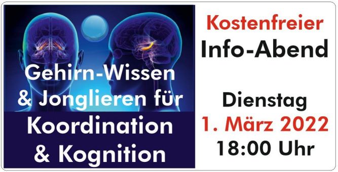 Gehirn-Wissen & Jonglieren für KOORDINATION & KOGNITION – Di 1.3.22 – 18 Uhr