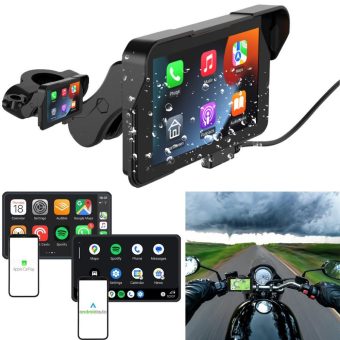 Lescars Motorrad-Navi-Display mit 5″/12 cm, CarPlay- & Android Auto-kompatibel