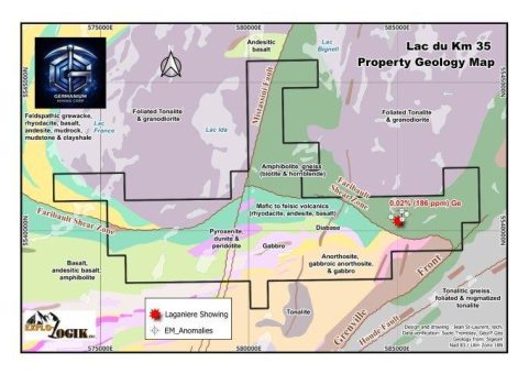 Germanium Mining Corp. plant Flugvermessung über seinem zu 100 % unternehmenseigenen Germaniumprojekt Lac du Km 35 in der Region Chibougamau in Quebec