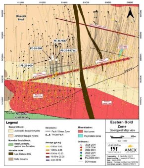 Amex durchteuft bei Bohrungen 22,27 g/t Au auf 6,40 m und bringt sein Grade-Control-Programm für die Massenprobenahme zum Abschluss