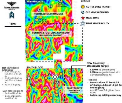 Tocvan entdeckt auf dem South Block bei Gran Pilar eine neue Gold-Silber-Zone in 1.600 Metern Entfernung von der Main Zone