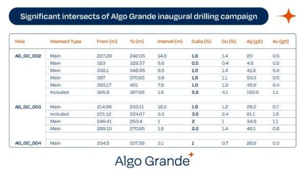 Algo Grande gibt Ergebnisse des abgeschlossenen Phase-I-Bohrprogramms beim Skarn Cerro Grande bekannt