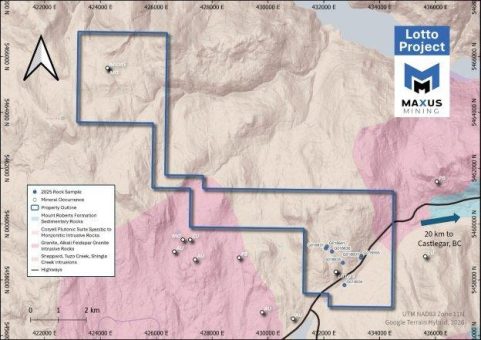 Maxus Mining treibt Exploration auf dem Wolframkonzessionsgebiet Lotto in British Columbia (Kanada) mit den Ergebnissen von 2025 voran und meldet laufende Entwicklung von Zielen