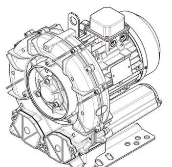 Seitenkanalverdichter e5MSMOR 1,1kWIE3WR | 263 m³/h | +125 mbar | -125 mbar | ATEX II 3GD T3