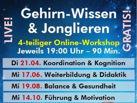 Online. Live. GRATIS: Workshopreihe verbindet Jonglieren mit moderner Gehirnforschung