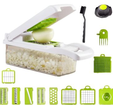 Rosenstein & Söhne 16in1-Gemüseschneider, Gemüsehobel, Wüfelschneider, Schredder und mehr