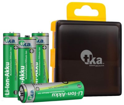 tka Köbele Akkutechnik 4er-Set Li-Ion-Akkus Typ AA / Mignon, 3.000 mWh, wiederaufladbar, 1,5 Volt