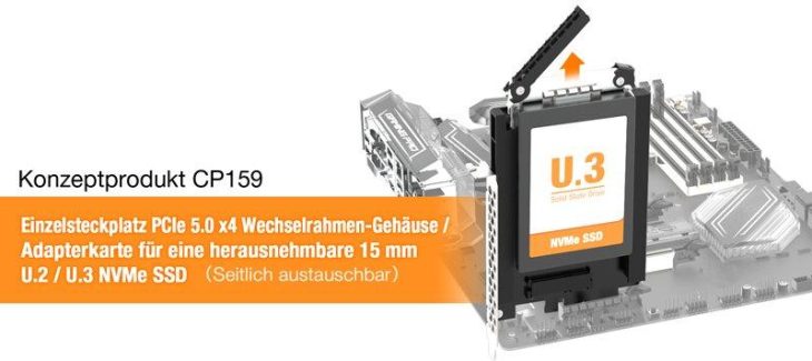 Eine 15 mm U.2/U.3 NVMe SSD in einem einzelnen PCIe Slot