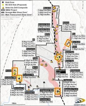 Desert Gold beginnt mit einem 4.250 Meter umfassenden RC-Bohrprogramm auf wichtigen Zielgebieten des Projekts SMSZ