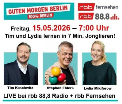 Weltrekordversuch am 16.05. in Berlin: 58 Anfänger sollen in 7 Minuten das Jonglieren mit 3 Bällen lernen