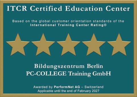 5 Sterne im ITCR-Rating: PC-COLLEGE erneut mit Höchstwertung ausgezeichnet