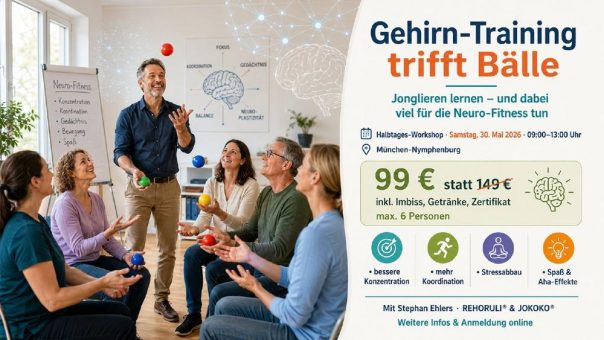 Praxis-Workshop „Gehirn-Wissen & Jonglieren für Koordination & Kognition“ am Samstag, 30. Mai in München