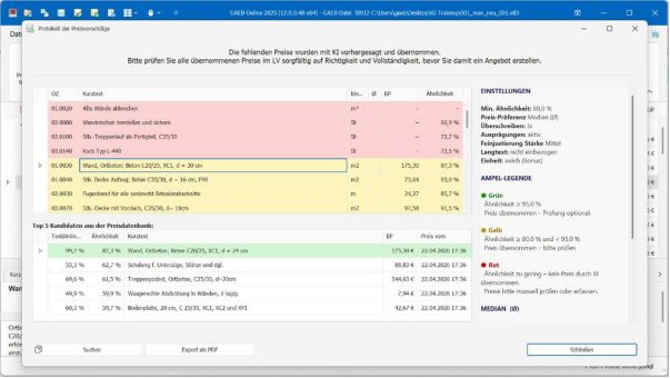 GAEB-Online 2025: KI macht Preisvorschläge für Angebote