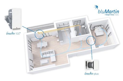 Effizienter lüften: Das dezentrale Lüftungssystem von bluMartin sorgt für frische Luft ohne Wärmeverlust.