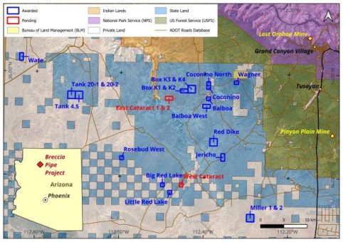 Myriad gibt den Erwerb von 23 Uran- und Seltenerdmetallexplorationszielen in Brekzienschloten in einem historisch bedeutenden Urandistrikt in Arizona bekannt, darunter der Brekzienschlot Wate Pipe mit einer historischen Ressourcenschätzung