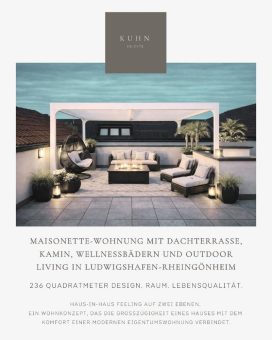 Maisonette-Wohnung mit Dachterrasse, Kamin und Outdoor Living in Ludwigshafen-Rheingönheim