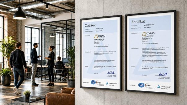 COSMO CONSULT erhält ISO‑Zertifizierungen für Qualitäts‑ und Informationssicherheits-Management