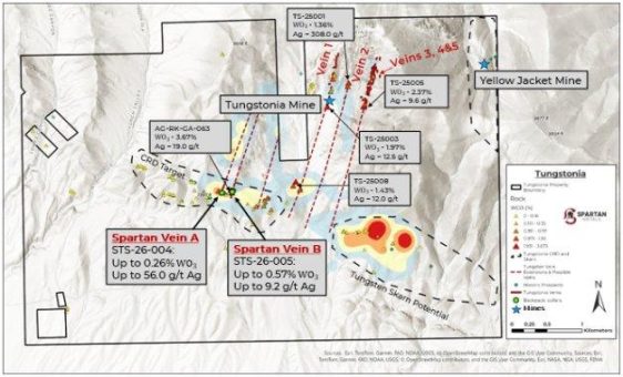 Spartan Metals entdeckt zwei neue Wolfram-Silber-Gänge bei Tungstonia