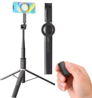 Somikon 2in1-Selfie-Stick & Smartphone-Stativ, 166,5 cm, 360°, Fernauslöser