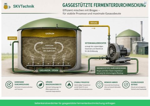 Gasgestützte Fermenterdurchmischung in Biogasanlagen – Seitenkanalverdichter K3MSMOR für Biogas