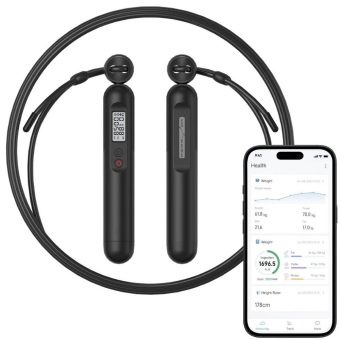 PEARL sports Smartes 2in1-Springseil mit Display und Zähler, Bluetooth und App
