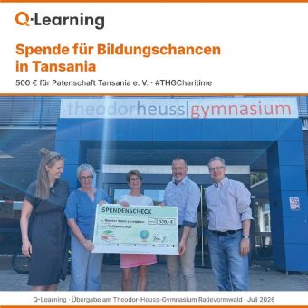 Q-Learning spendet 500 Euro für Bildungsprojekt in Tansania: Sponsored-Walk am Theodor-Heuss-Gymnasium Radevormwald unterstützt Partnerschule