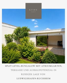 Split-Level-Bungalow mit Atriumgarten in Ludwigshafen-Ruchheim – Architektur mit Charakter in gefragter Wohnlage