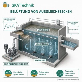 Seitenkanalverdichter belüften Ausgleichsbecken kontinuierlich