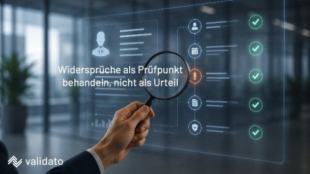 Wie geht Validato mit widersprüchlichen Angaben im Lebenslauf um?
