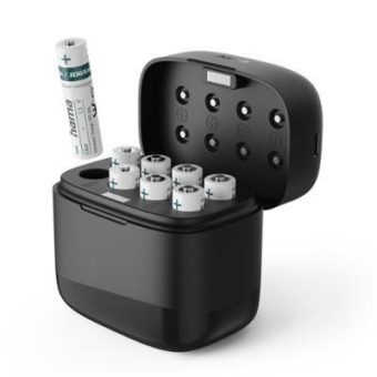 Lithium-Ionen-Akkus mit Ladebox von Hama