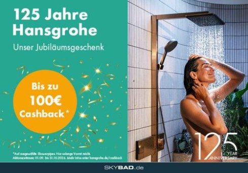 Bis zu 100 Euro Cashback – Hansgrohe Jubiläumsaktion
