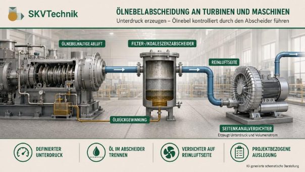 Seitenkanalverdichter erzeugen Unterdruck für die Ölnebelabscheidung