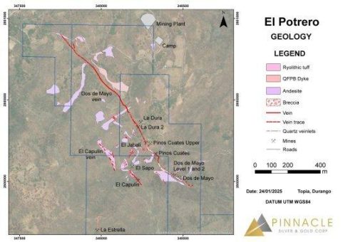Pinnacle bestätigt bei Untertagebohrungen bei El Potrero hochgradige Mineralisierung mit bis zu 58,2 g/t Au und 631 g/t Ag