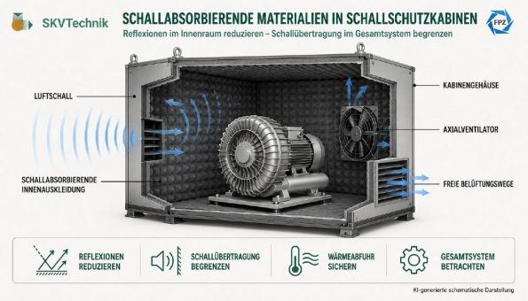 Schallabsorbierende Materialien reduzieren Reflexionen in Schallschutzkabinen