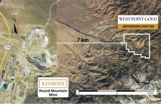 Kinross beginnt mit Bohrungen auf Projekt Jefferson Canyon von West Point Gold, 7 km von Round Mountain entfernt