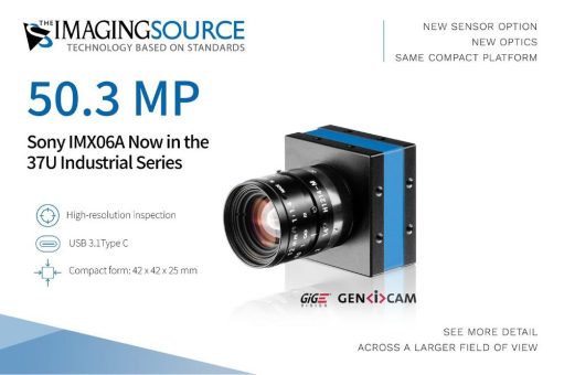 The Imaging Source erweitert 37U Kameraserie um 50,3-MP-Sensor Sony IMX06A